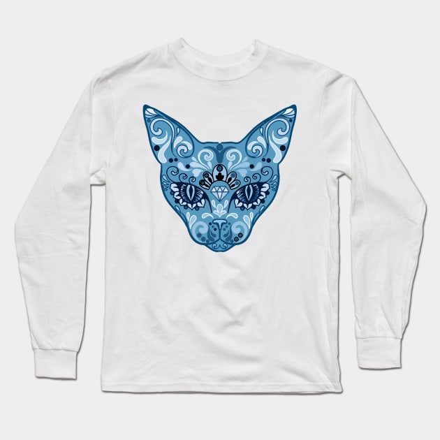 Blue Diamond Cat Long Sleeve T-Shirt by MGphotoart